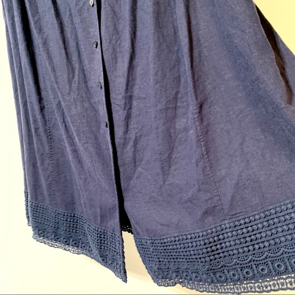 Croft & Barrow Button Front Sleeveless Dress Crochet Lace Hem MISSING BELT - Picture 4 of 9